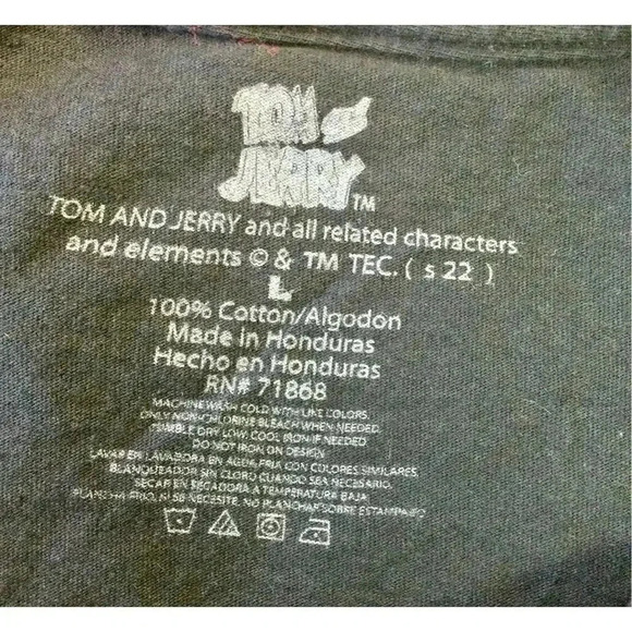 Tom And Jerry Mens Black Crew Neck Short Sleeve T-Shirt Size Large vintage - Picture 4 of 8